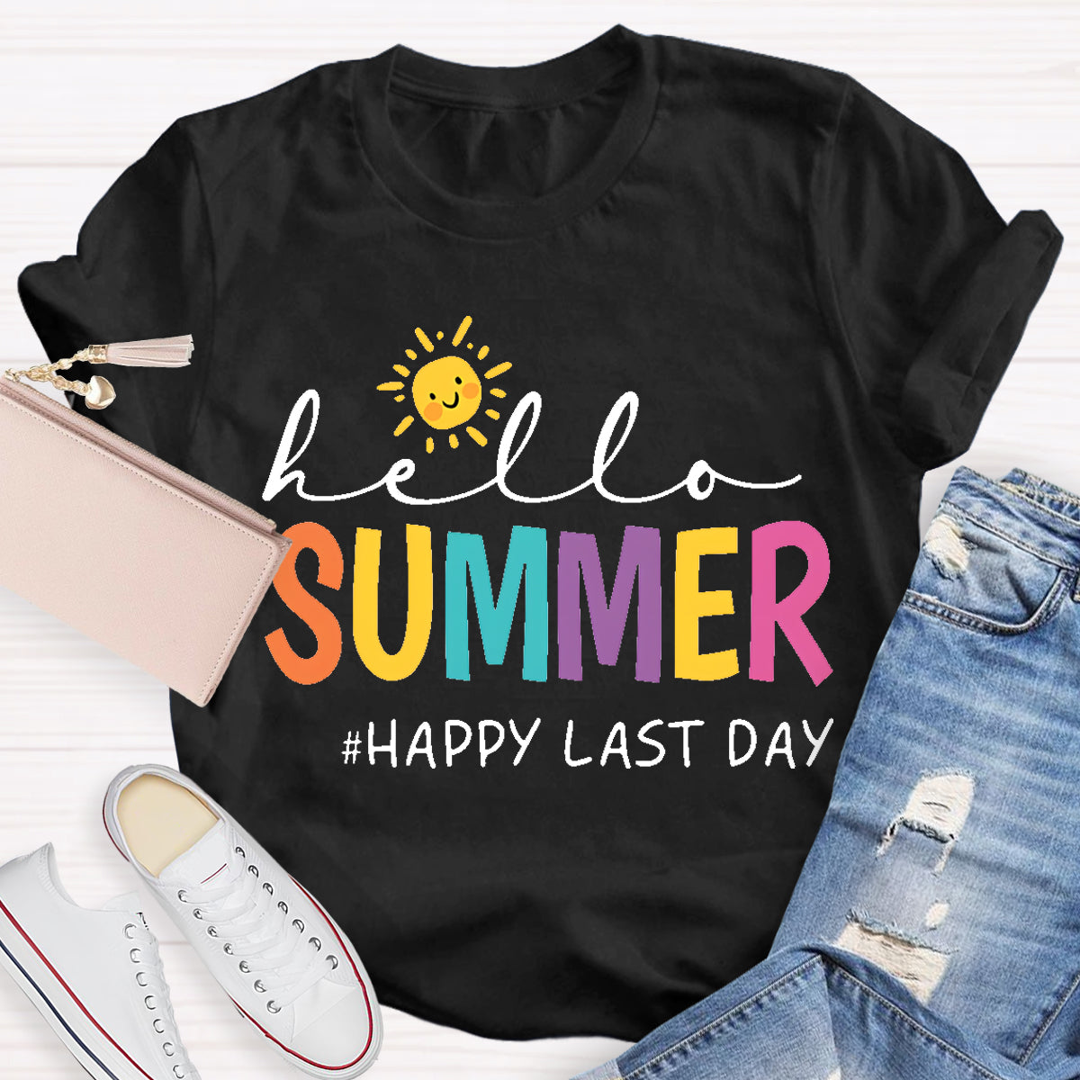 Hello Summer Last Day Sun Teacher T-Shirt