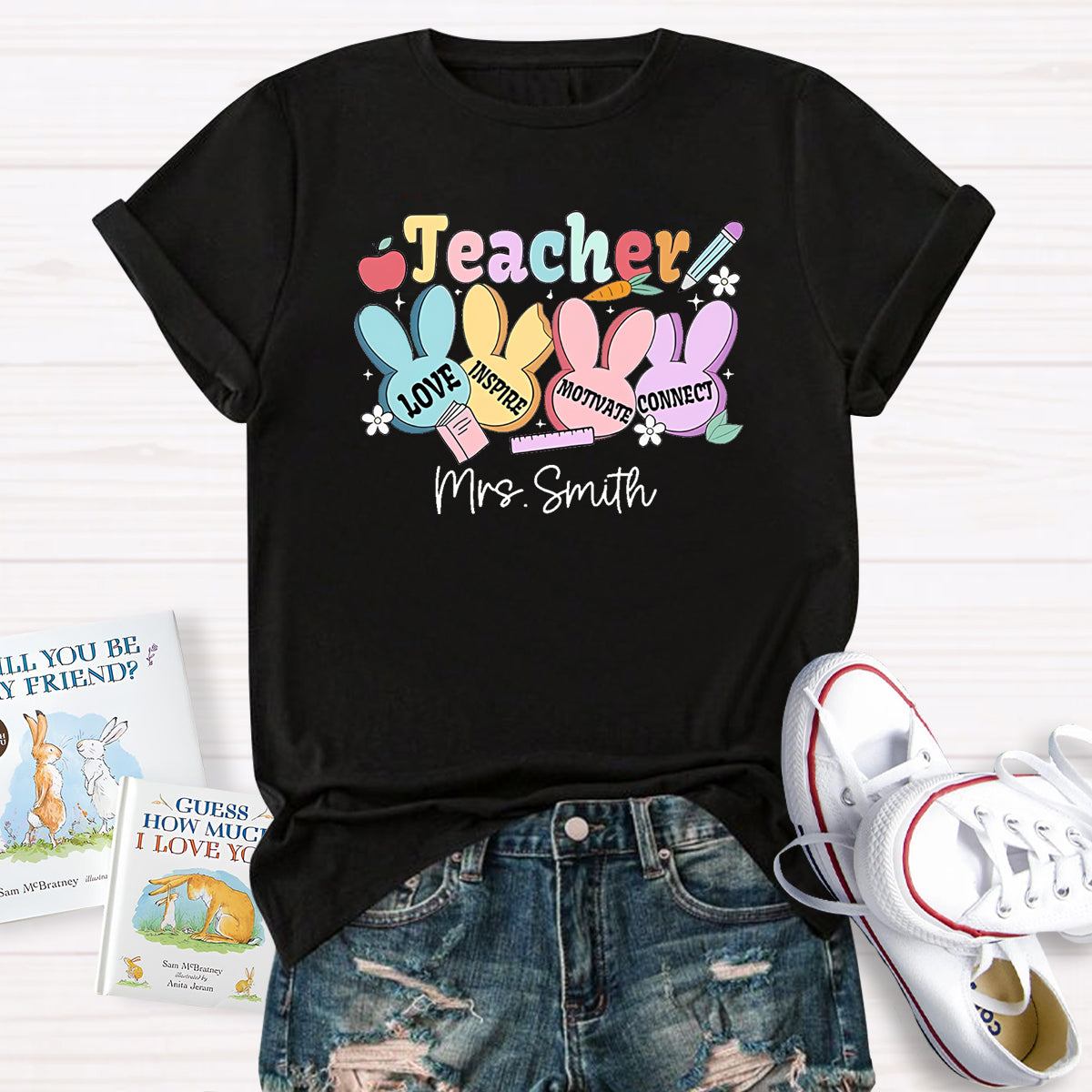 Personalized Name Teacher Love Inspire T-Shirt