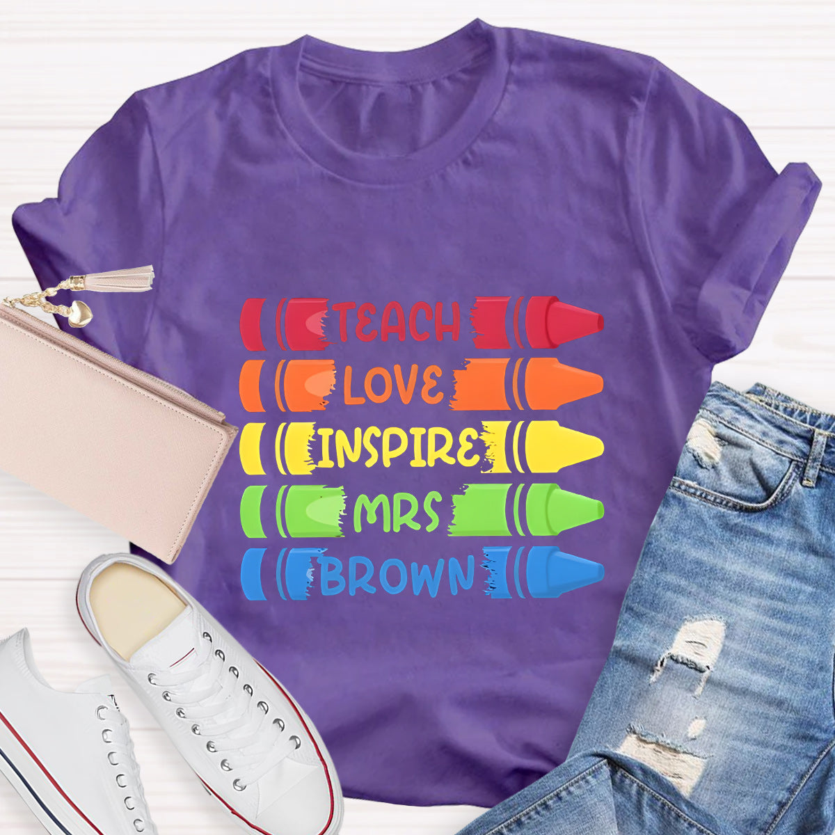 Personalized Name Teach Love Teacher T-Shirt