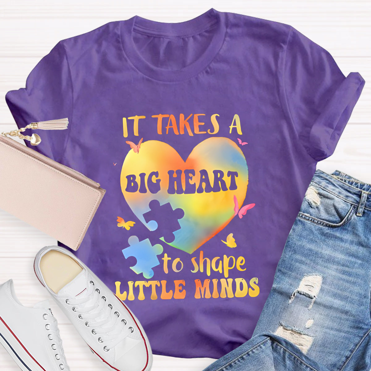 It Takes A Big Heart To Shape Little Minds Teacher T-Shirt