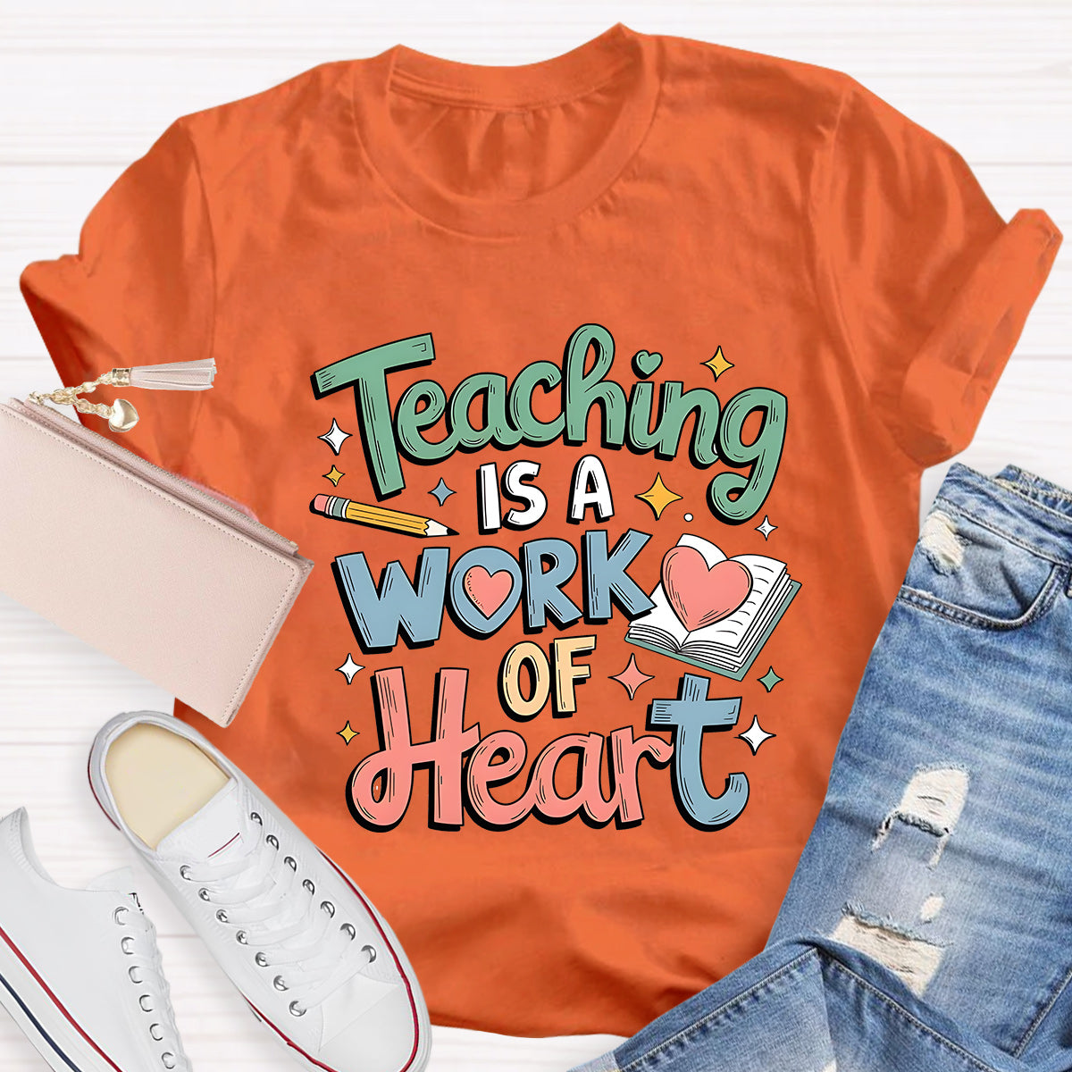 Teaching Is A Work Of Heart Teacher T-Shirt