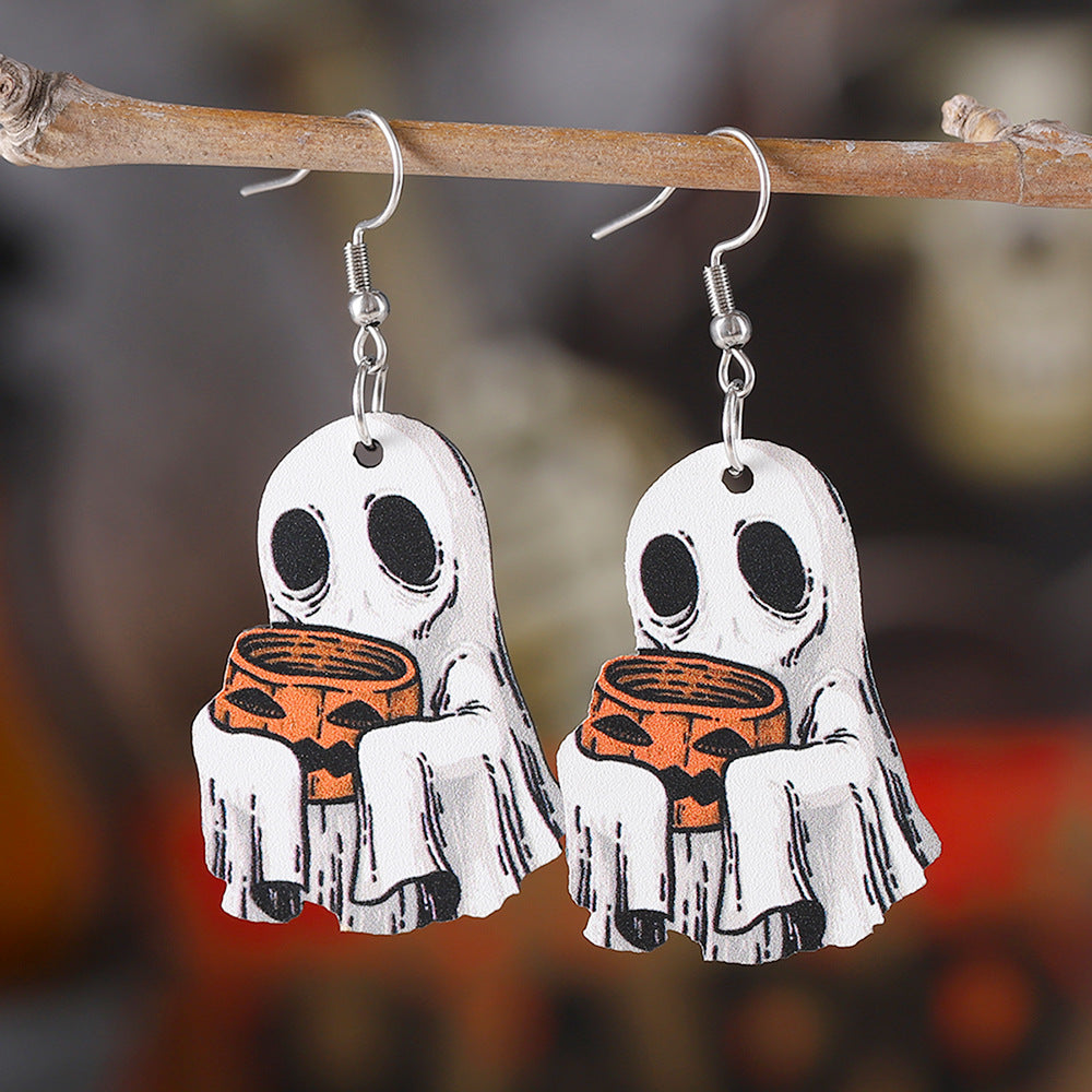Ghost Face Pumpkin Candy Drop Earrings
