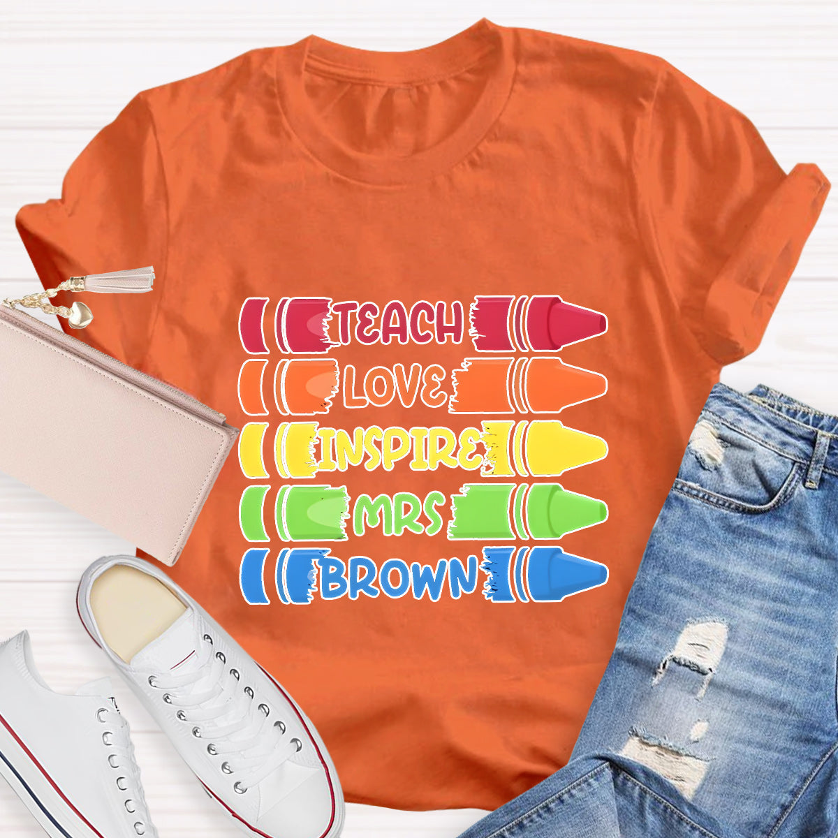 Personalized Name Teach Love Teacher T-Shirt