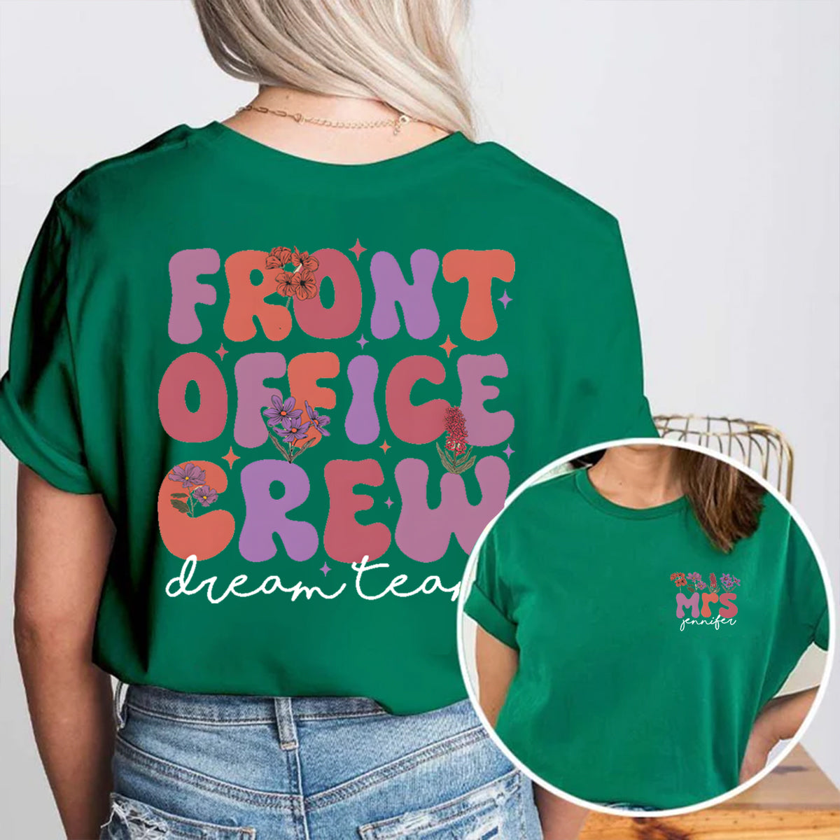 Personalized Name Front Office Double Printed T-shirt