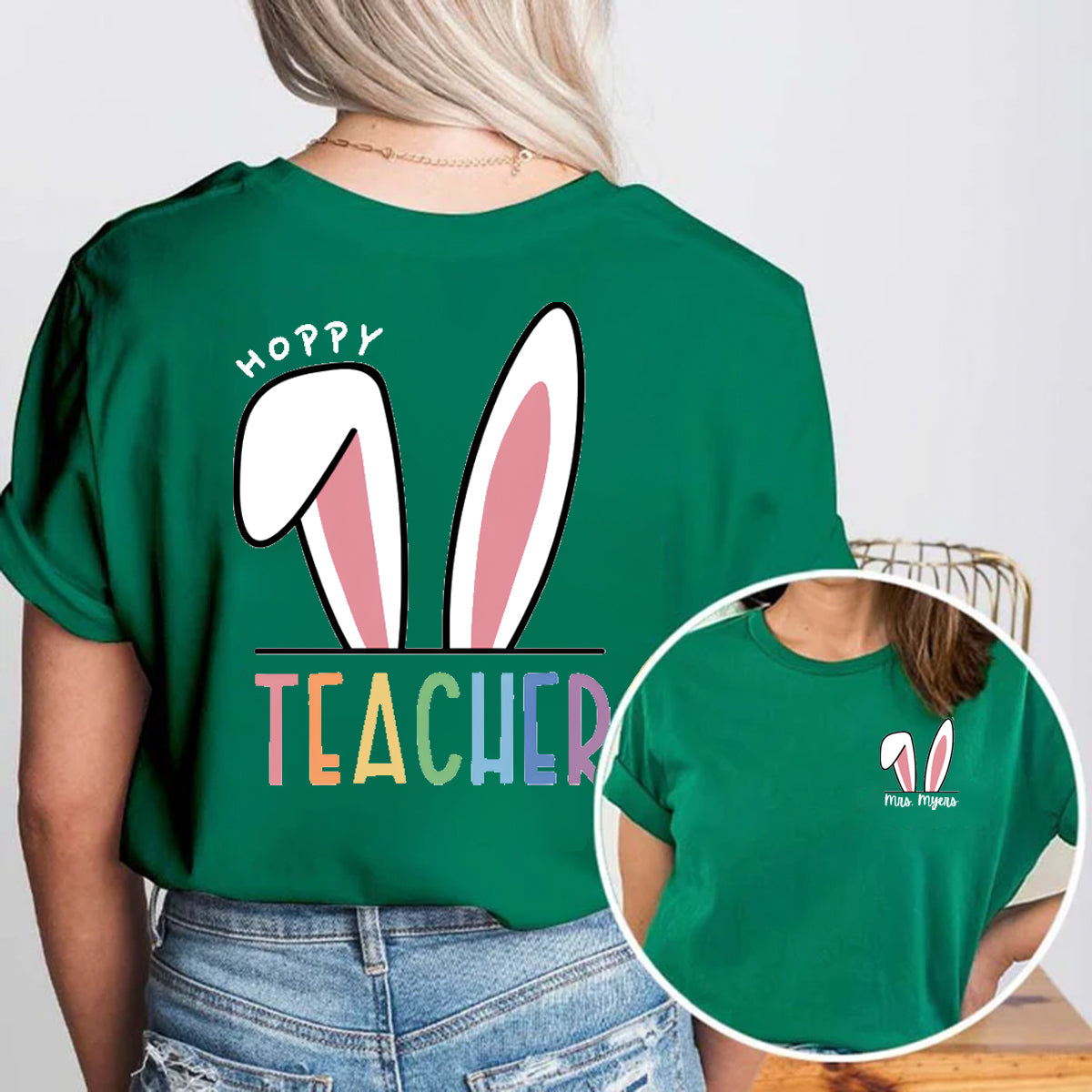 Personalized Name Easter Double Printed T-shirt
