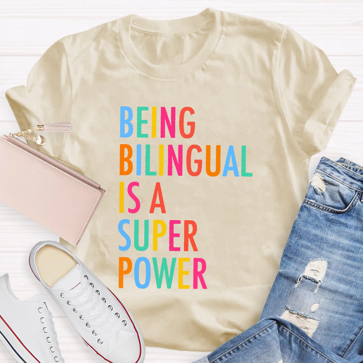 Being Bilingual Is A Super Power Teacher T-Shirt