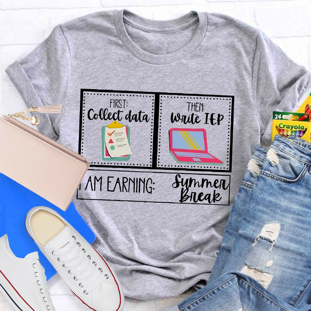 First Coffee Date Then Write Iep I'M Earning Summer Break Teacher T-Shirt T-Shirt