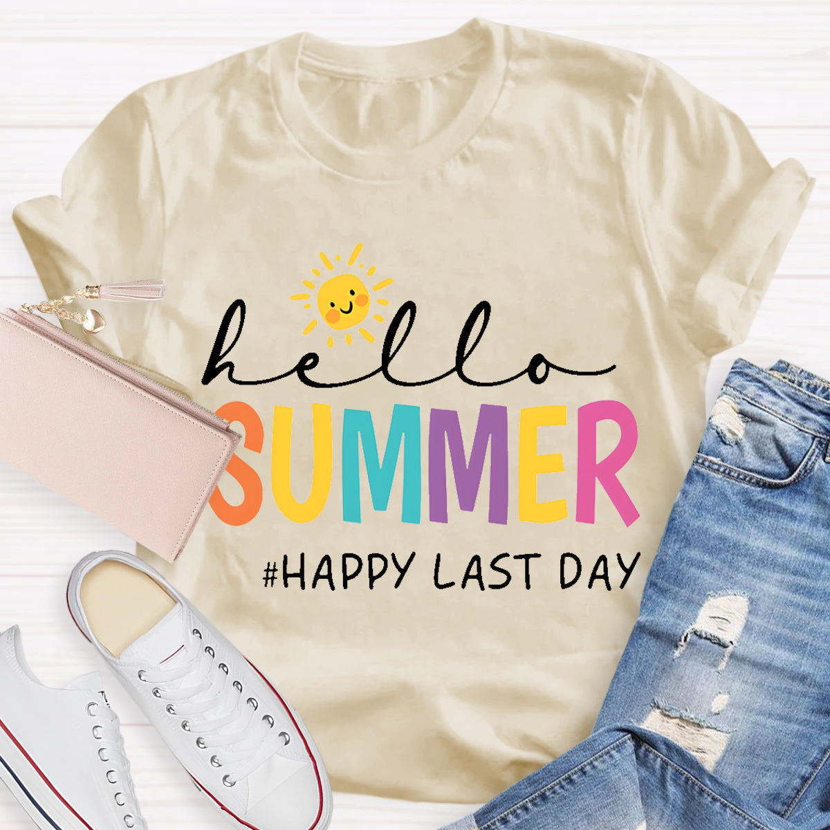 Hello Summer Last Day Sun Teacher T-Shirt