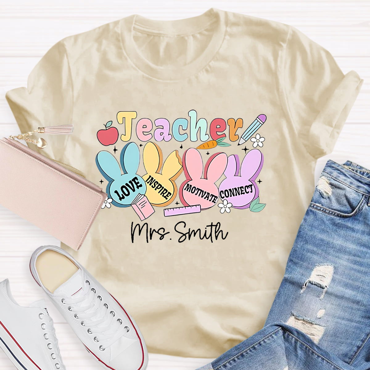 Personalized Name Teacher Love Inspire T-Shirt