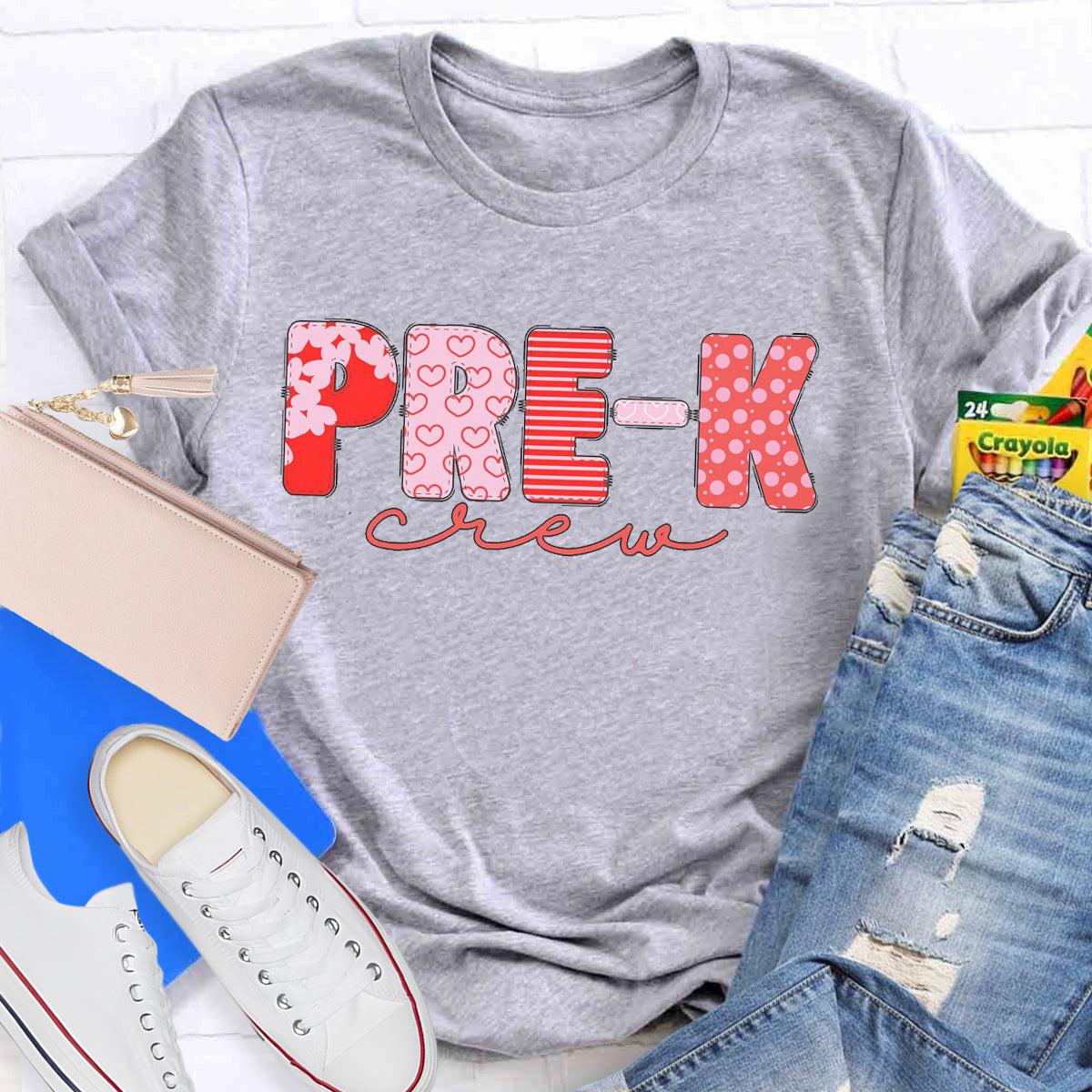 Valentine's Pre-K Crew Teacher T-Shirt