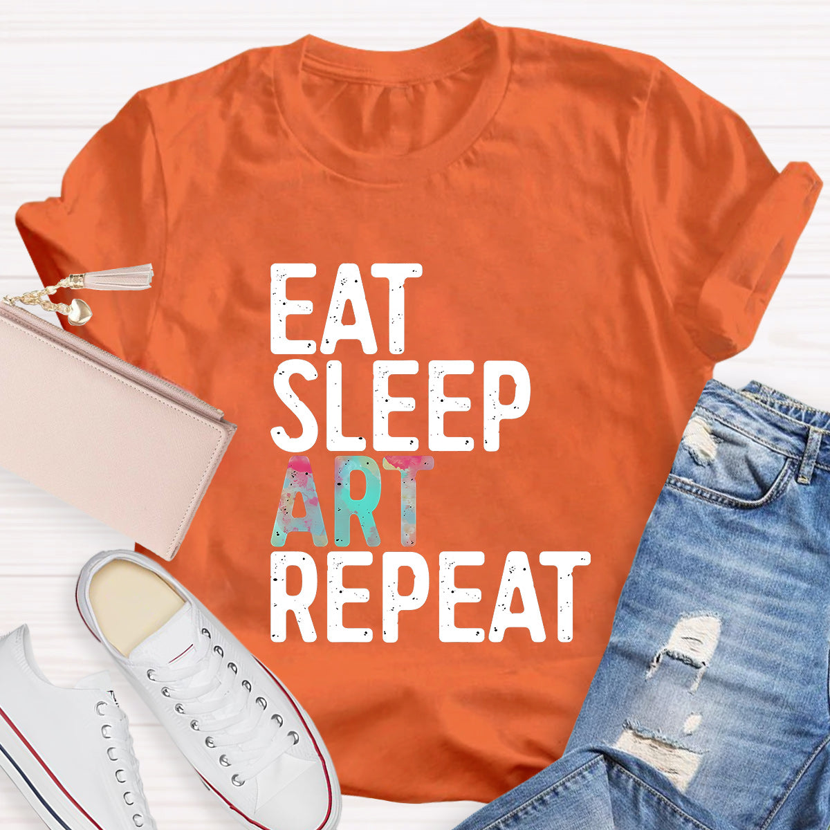 Eat Sleep Art Repeat Teacher T-Shirt