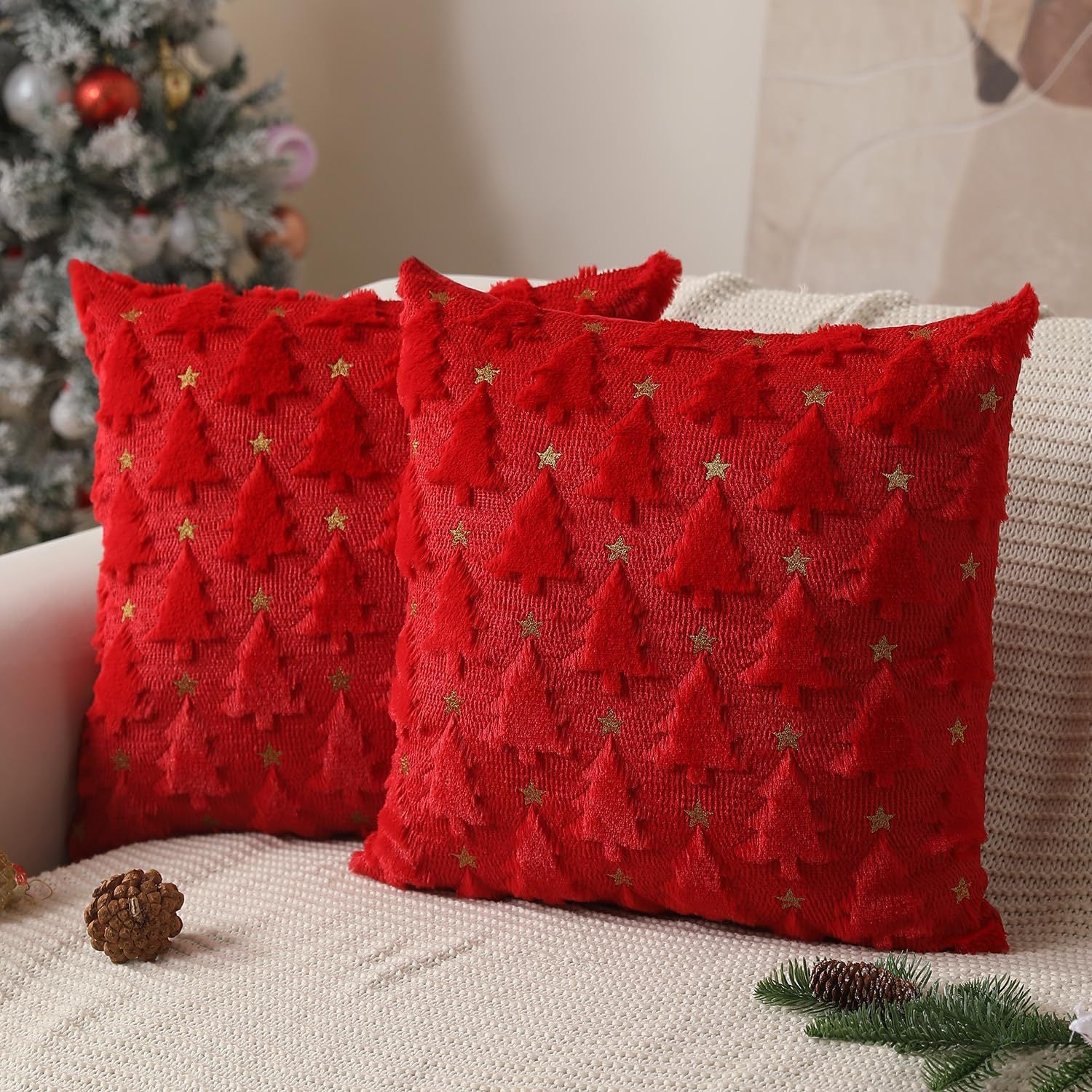 Christmas Pillow Solid Color Quilted Plush Pillowcase