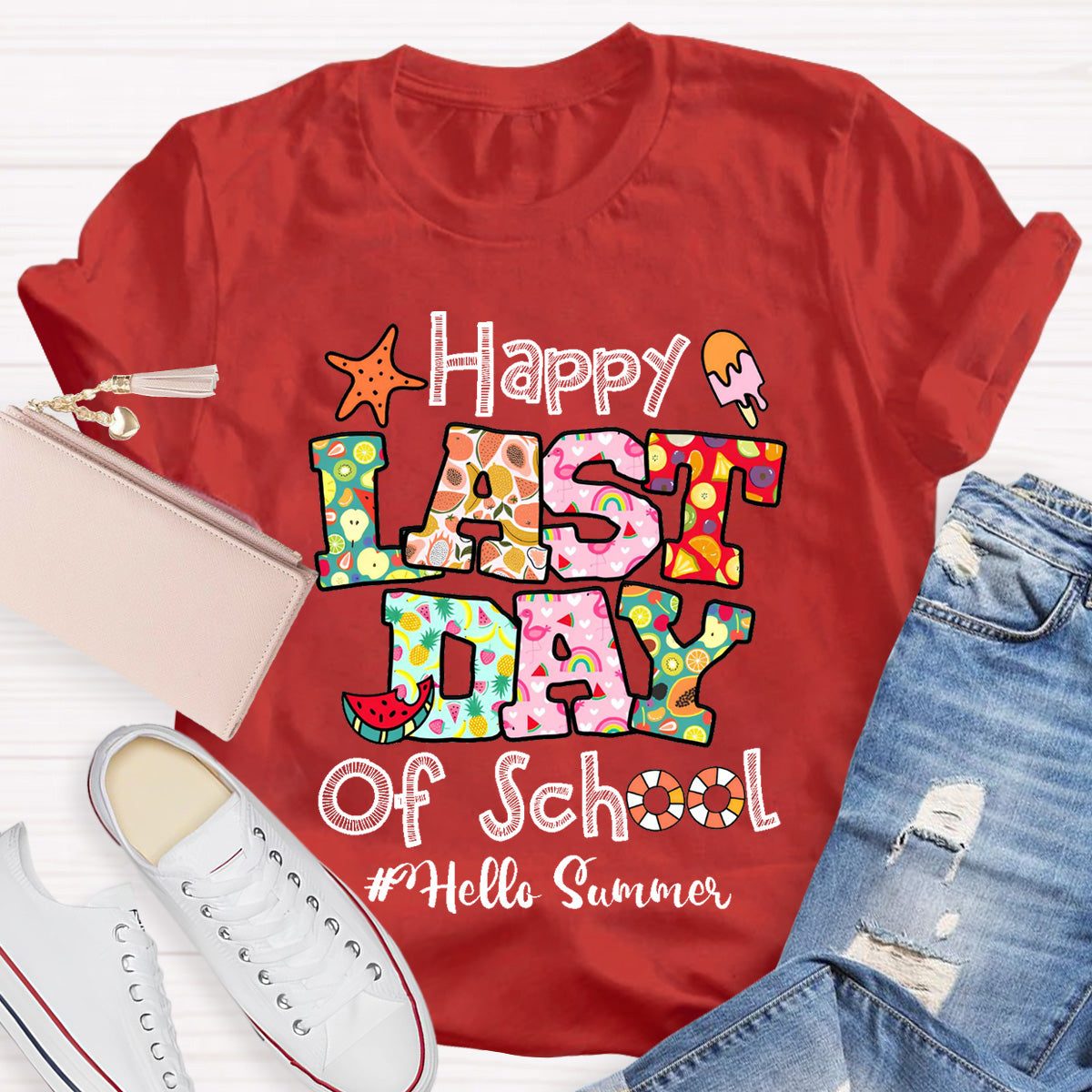 Hello Summer Happy Last Day Of School Teacher T-Shirt