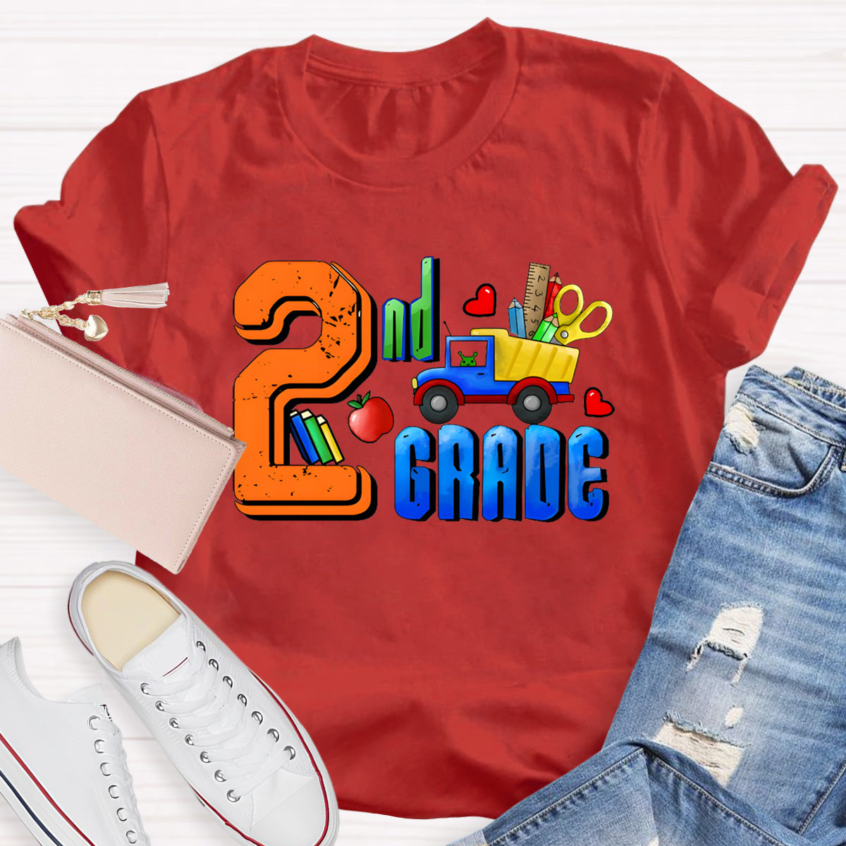 Personalized Grade Truck With Teacher's Tool  2nd Grade Teacher T-Shirt