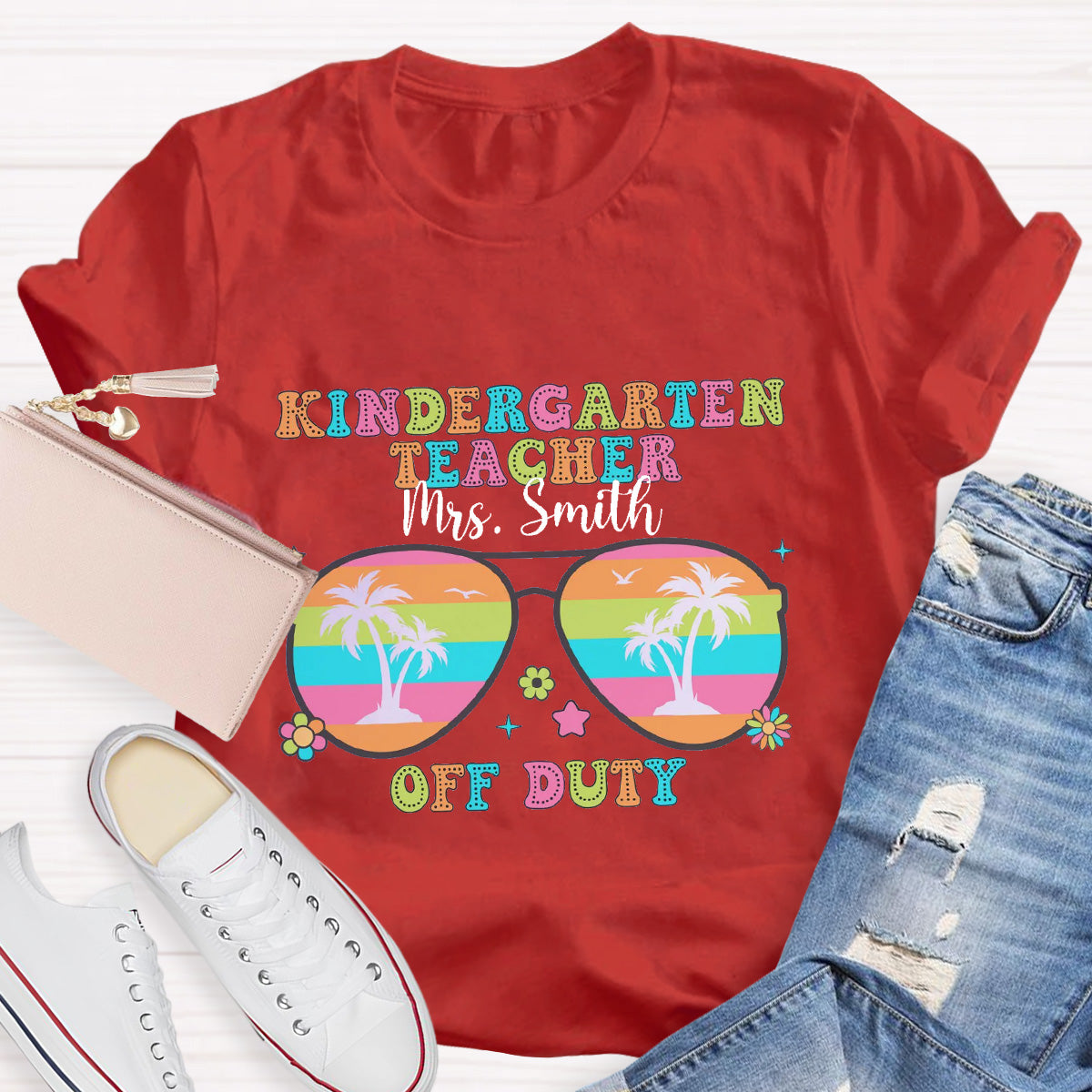 Personalized Name And Grade Off Duty Teacher T-Shirt