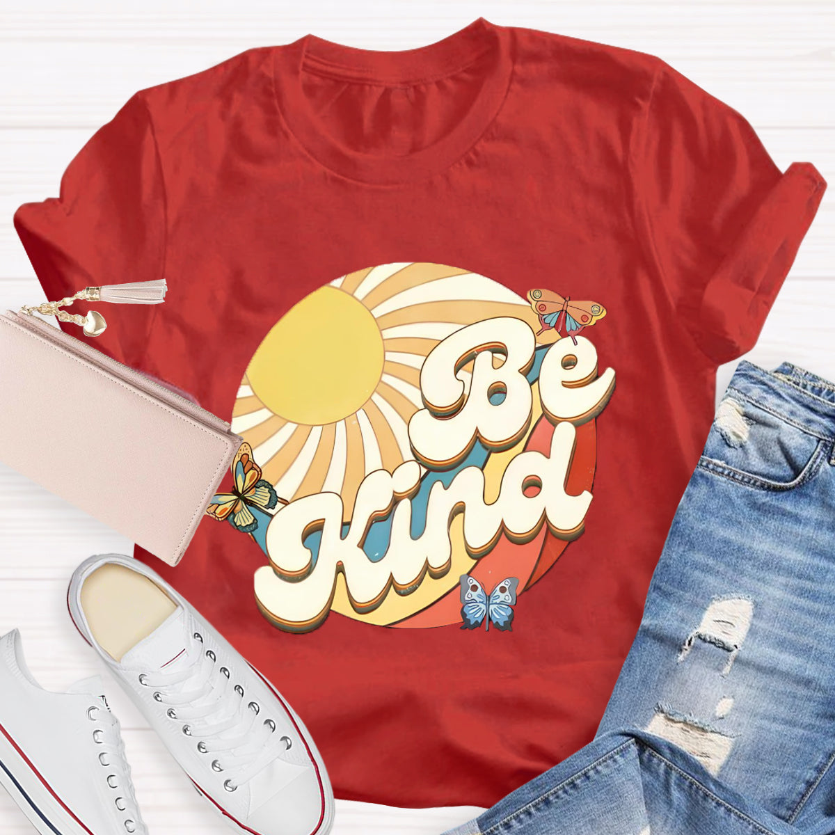 Be Kind Sunshine Butterfly Teacher T-Shirt