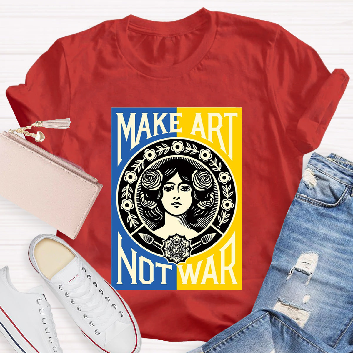 Make Art Not War Teacher T-Shirt