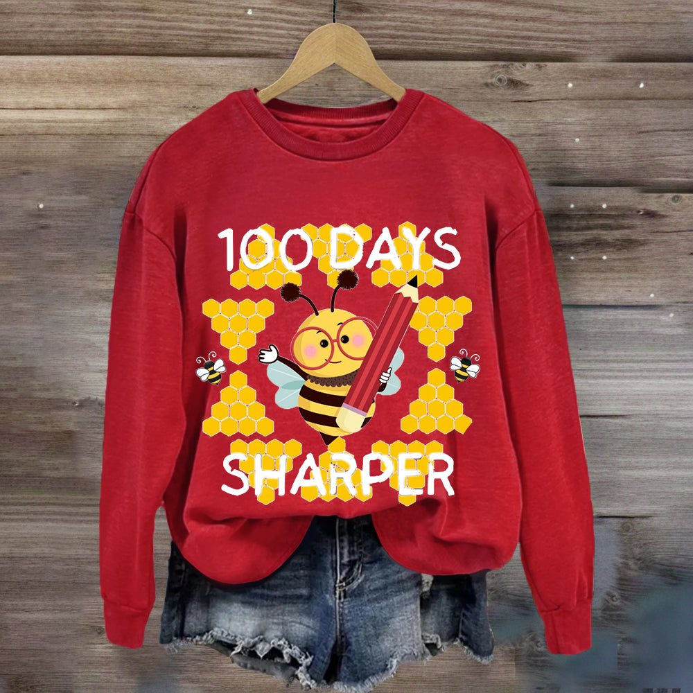 100 Days Sharper Funny Bee Sweatshirt