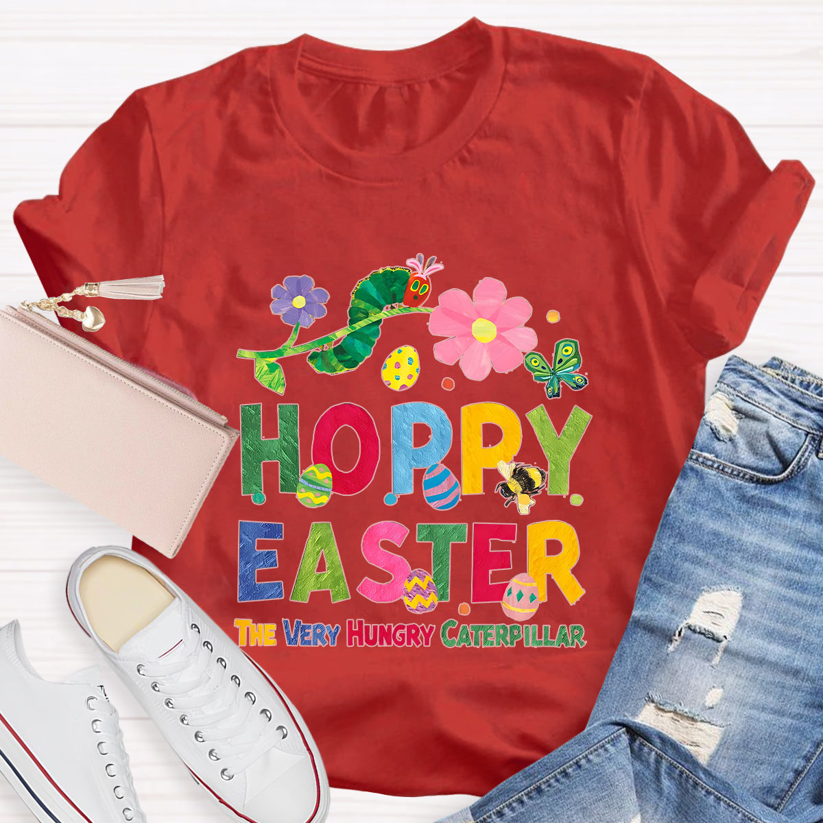 Happy Easter Caterpillar Butterfly Teacher T-Shirt