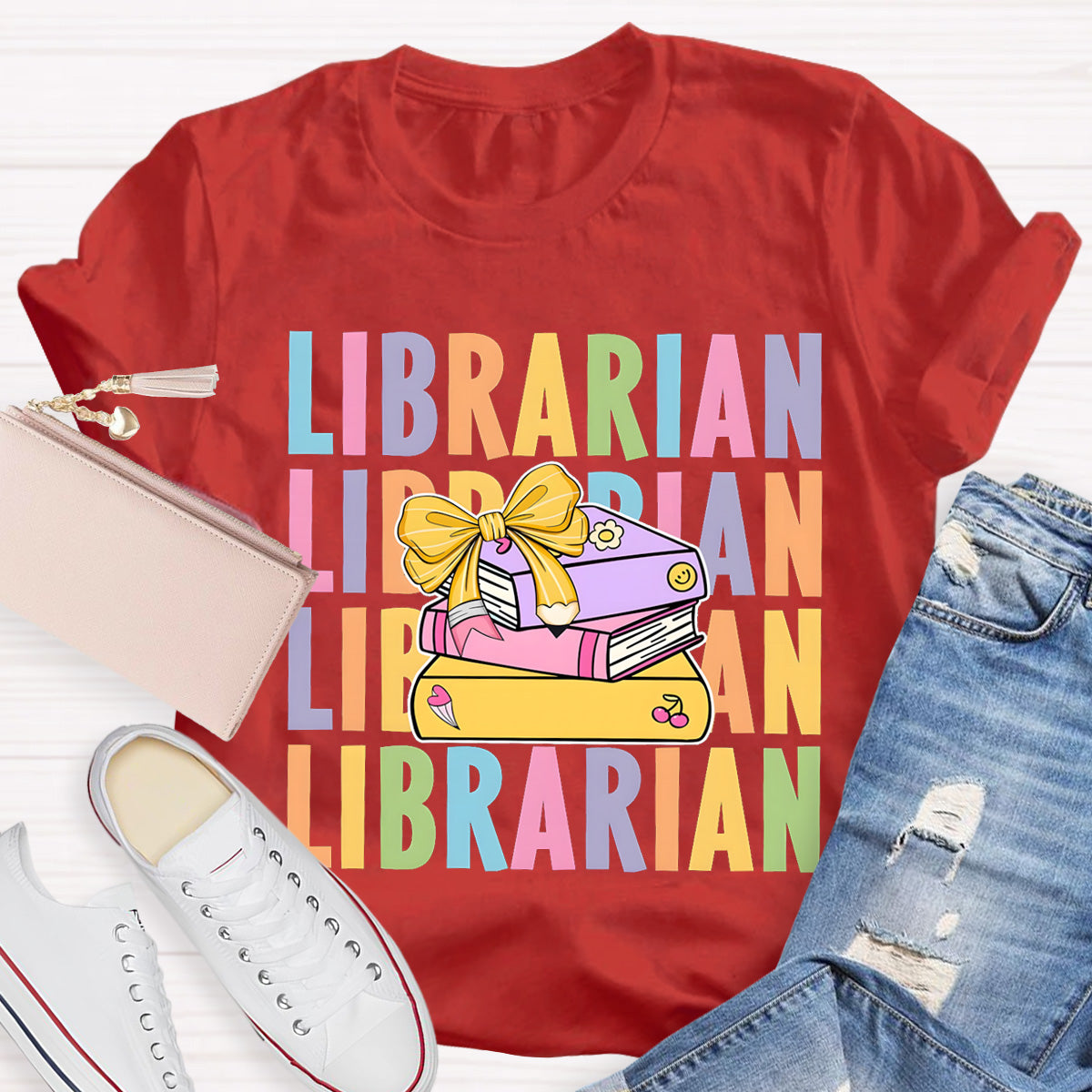 School Librarian With Books T-Shirt