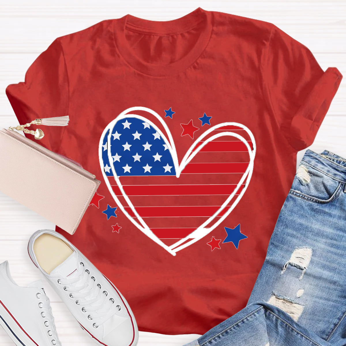 Love Heart USA Teacher T-Shirt