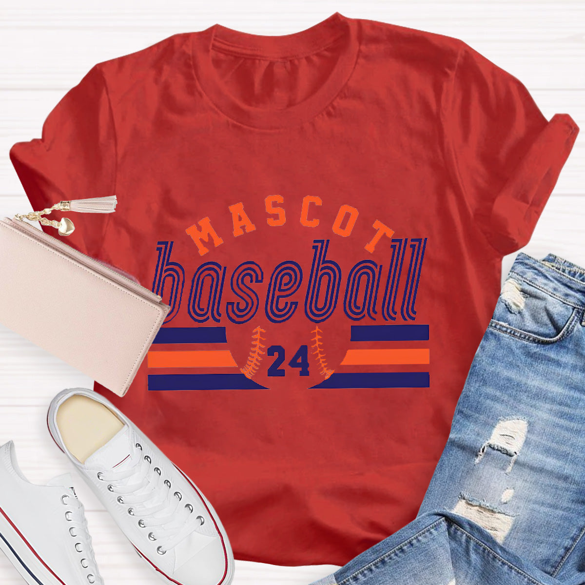 Personalized Mascot And Number Baseball Game T-Shirt