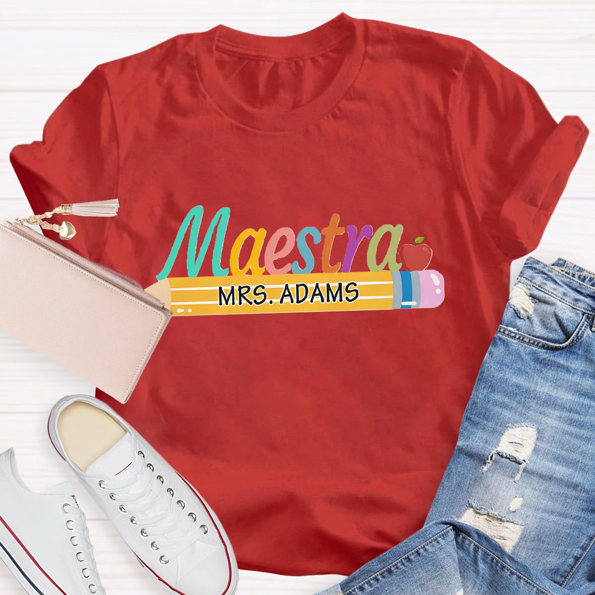 Personalized Maestra Teacher Name Mrs.Adams Teacher T-Shirt