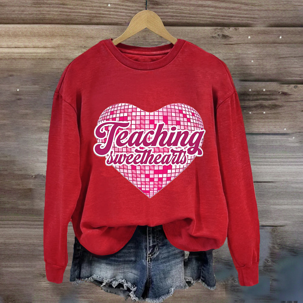 Teaching Sweethearts Pink Plaid Heart Sweatshirt