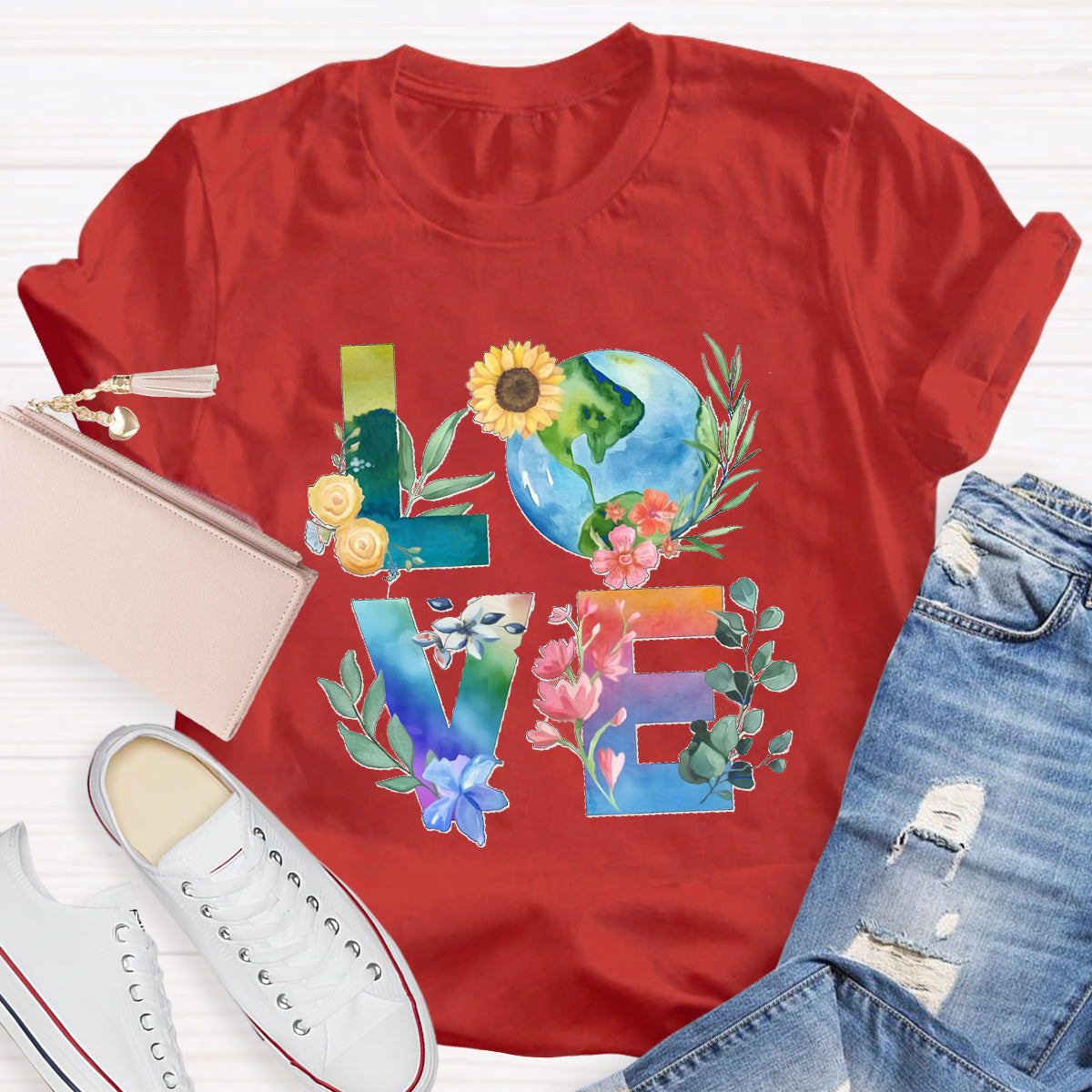 Love Our Planet Earth Day Teacher T-Shirt