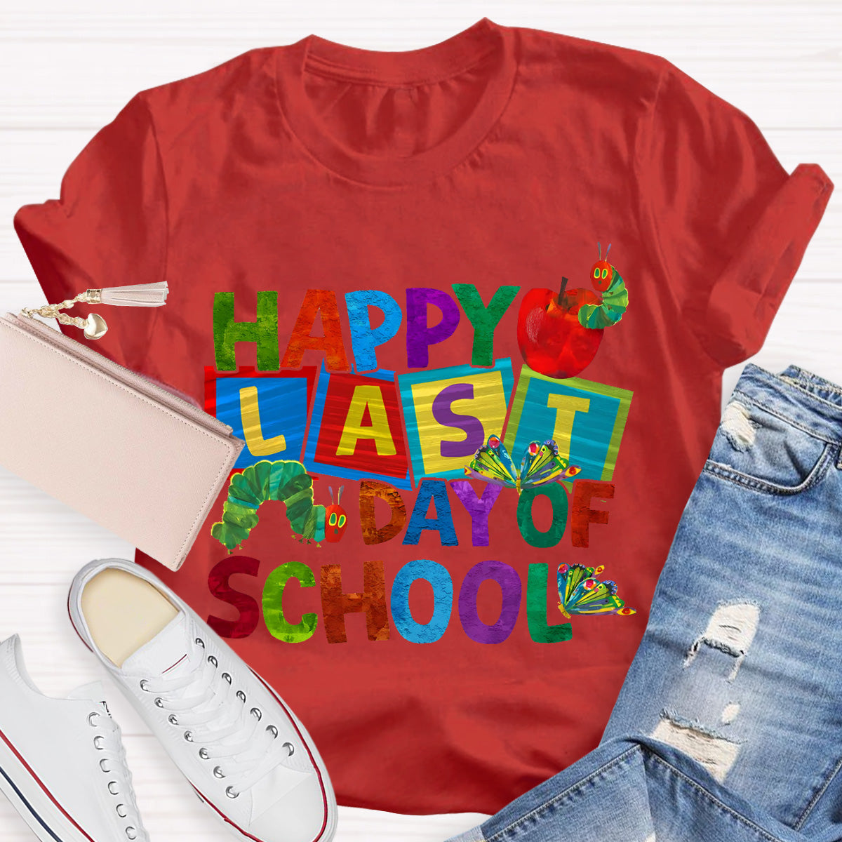 Happy Last Day Of School Apple  Teacher T-Shirt