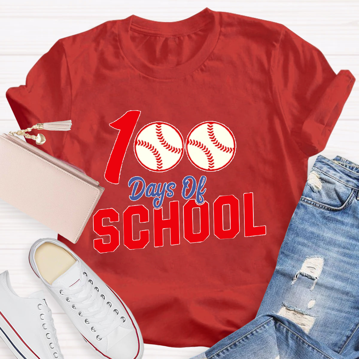 100 Days Of School Baseball T-Shirt