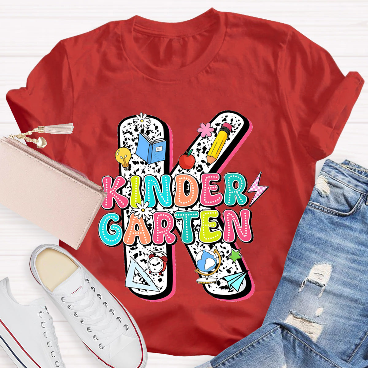 Personalized Grade Kindergarten Letter Teacher T-Shirt