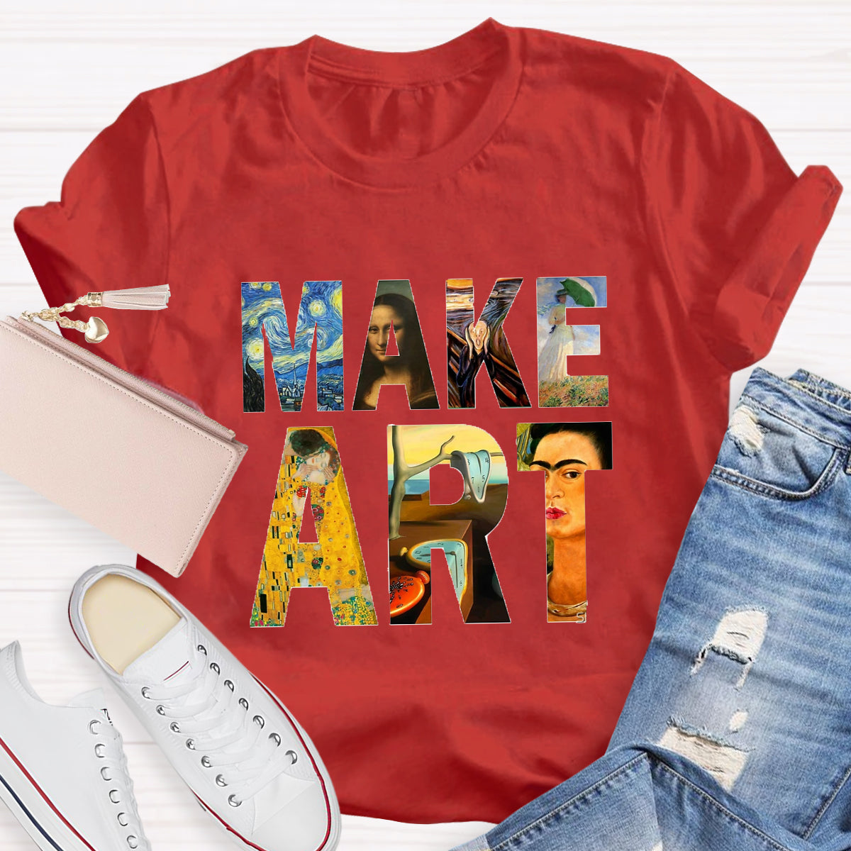 Make Art Printed Teacher T-Shirt