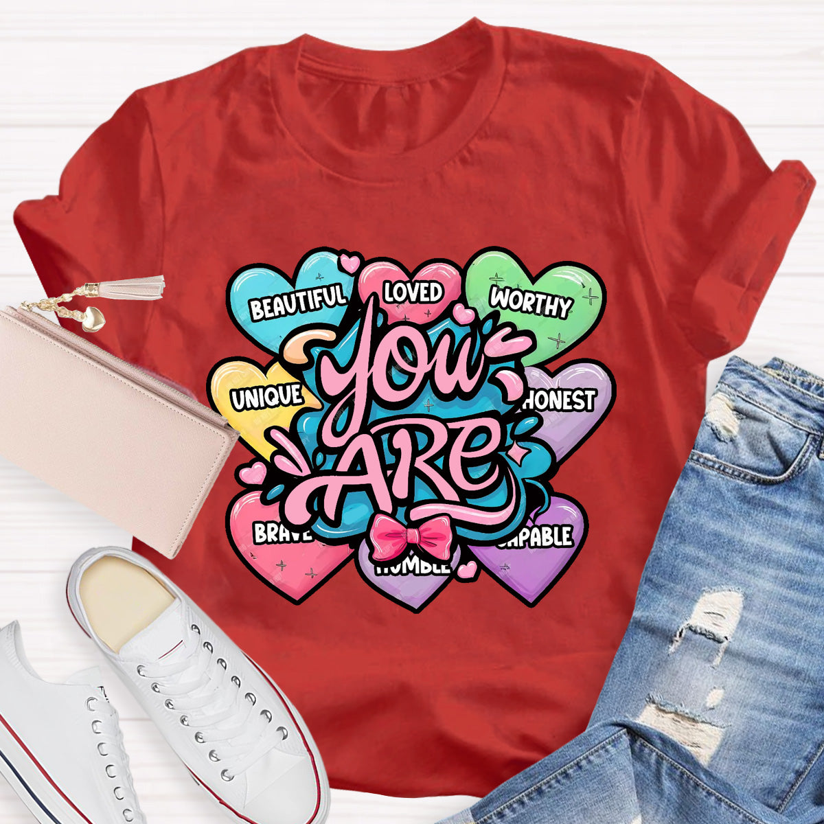 You Are Beautiful Loved Worthy Teacher T-Shirt