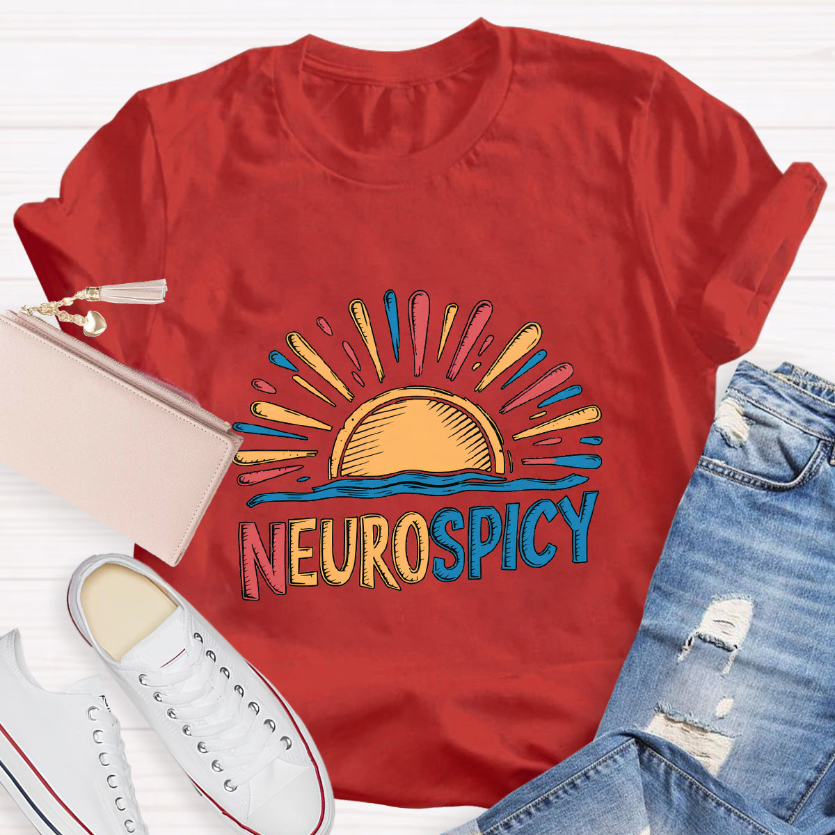 Rainbow Positive Autism Teacher T-Shirt