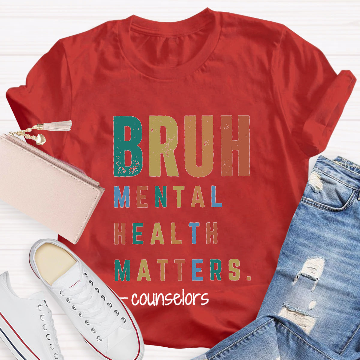 Personalized Position Bruh Mental Health Matters Teacher T-Shirt