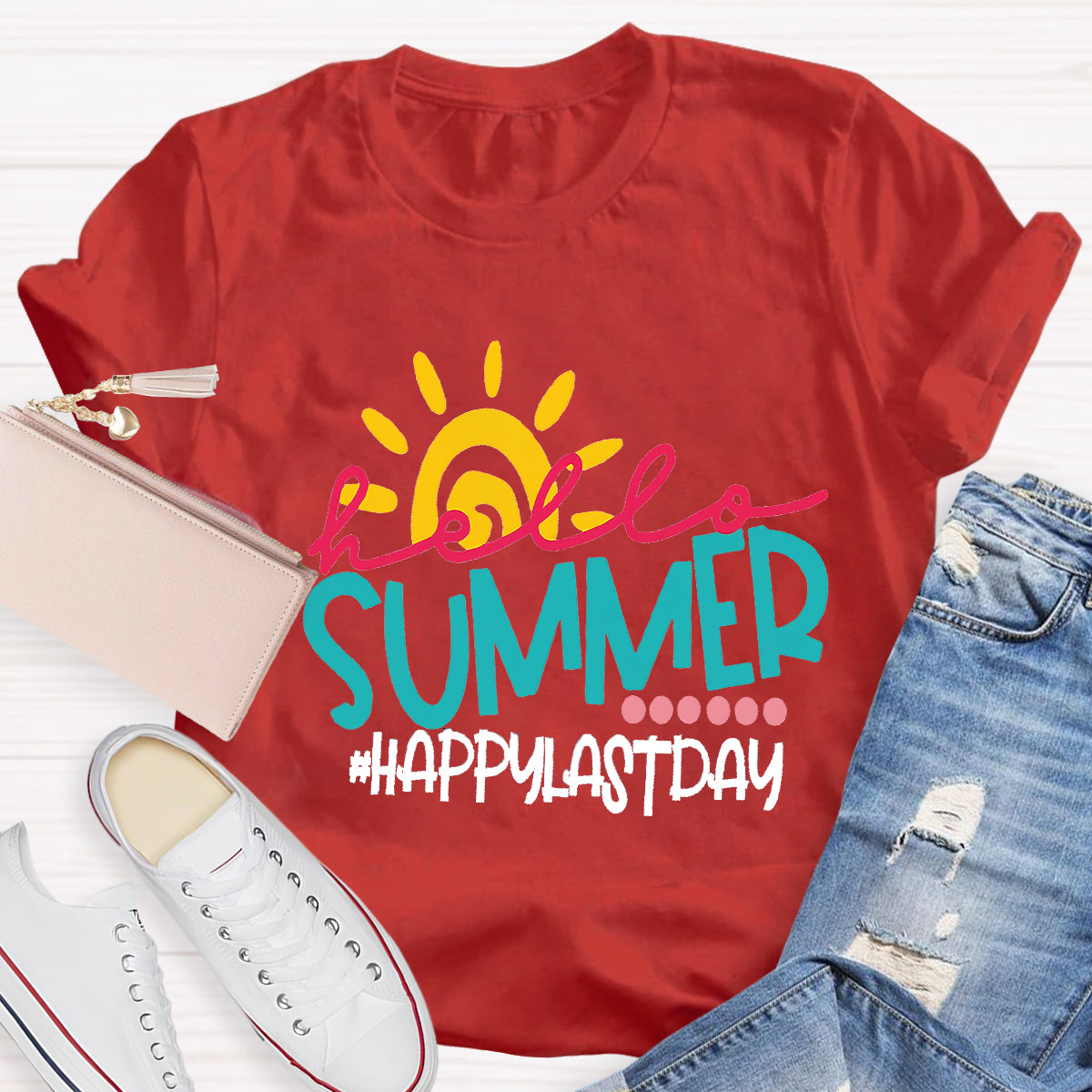 Hello Summer Teacher Graphic Tee Shirt