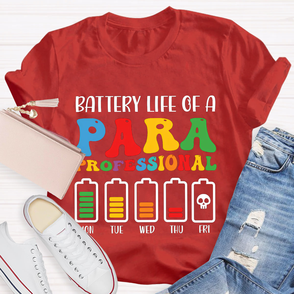 Battery Life of Paraprofessional Teacher T-Shirt