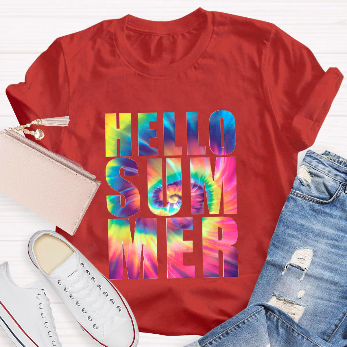 Hello Summer Rainbow Teacher T-Shirt