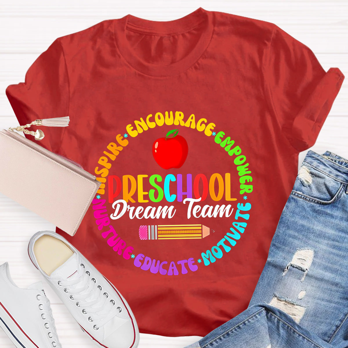 Personalized Grade Preschool Dream School Apple Teacher T-Shirt