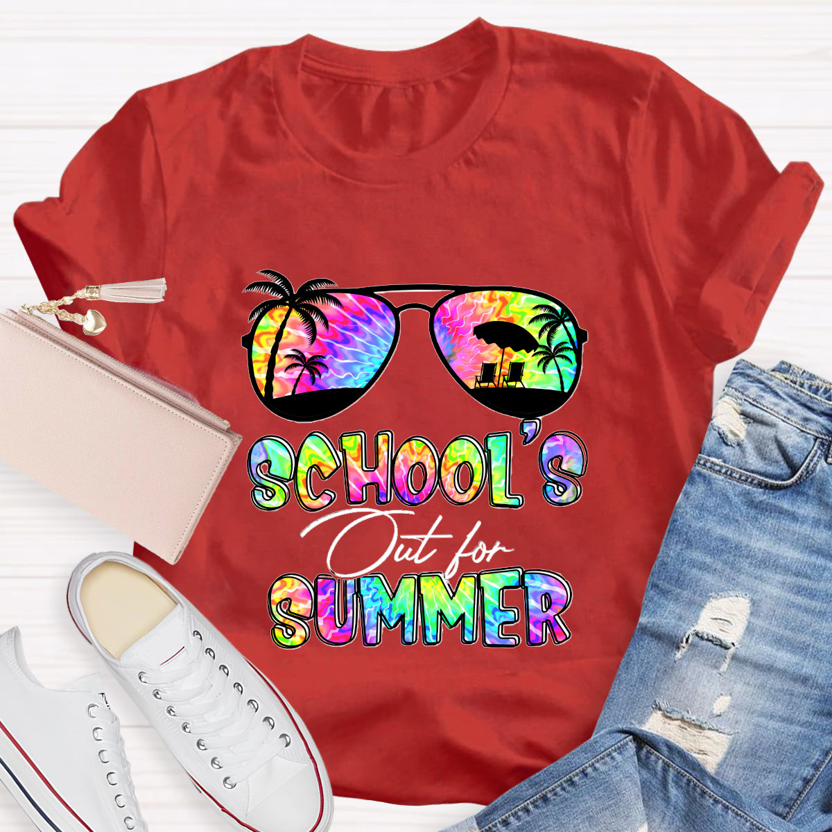 School's Out For Summer Colorful Beach Happy Summer T-Shirt