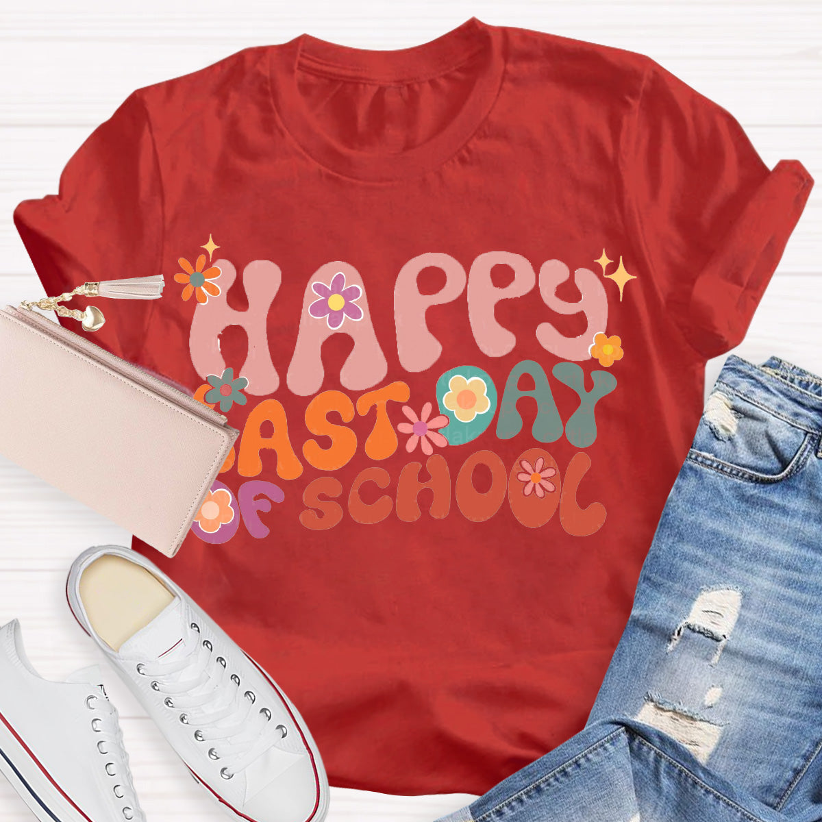 Happy Last Day Of School Flower Teacher T-Shirt