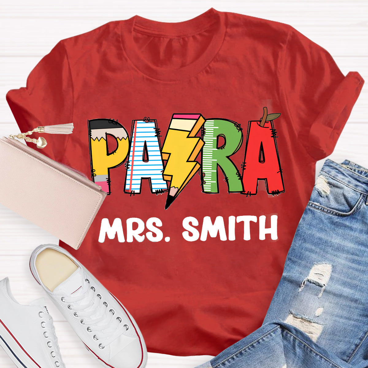 Personalize Name Pencil  Teacher T-Shirt