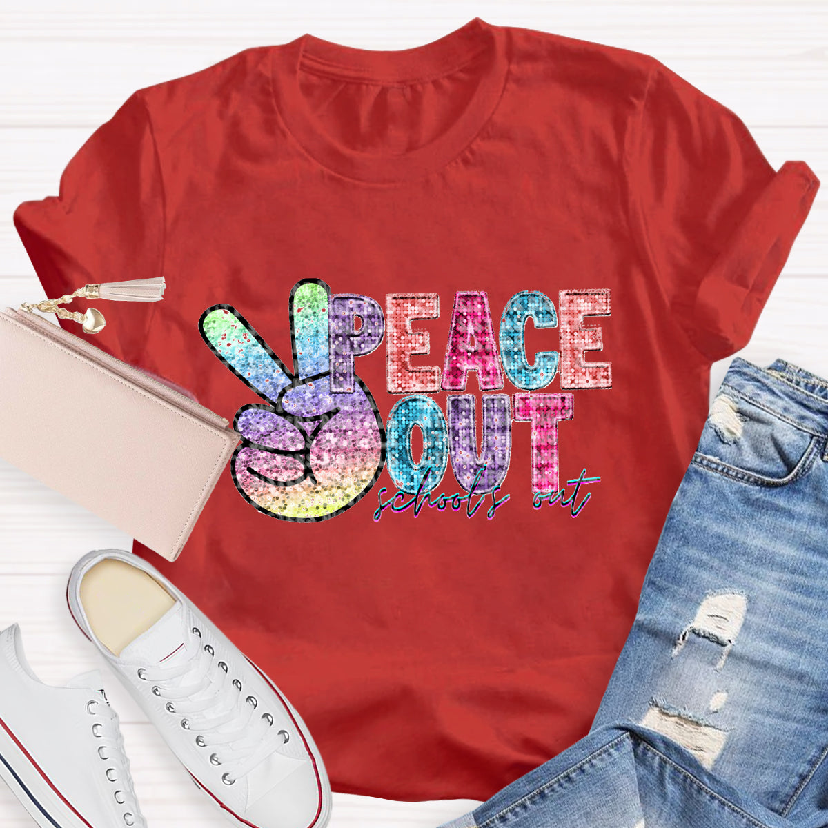 Peace Out Last Day Of School Teacher T-Shirt