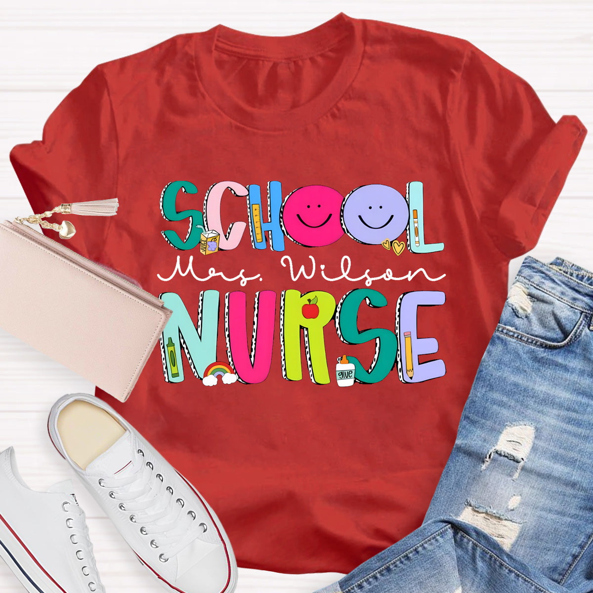 Personalized School Nurse Name Smile To Students T-Shirt