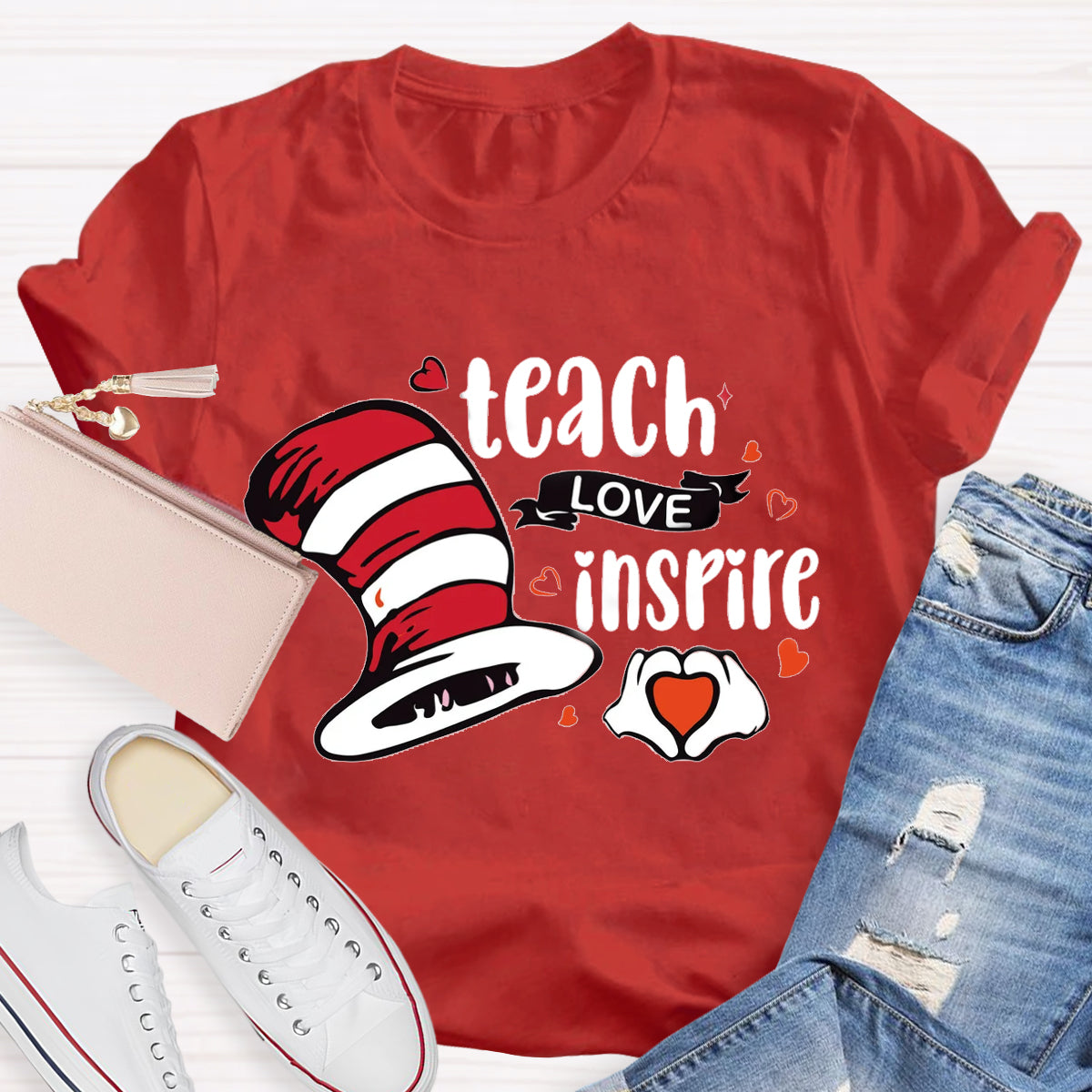 Teach Love Inspire Children's Books Teacher T-Shirt