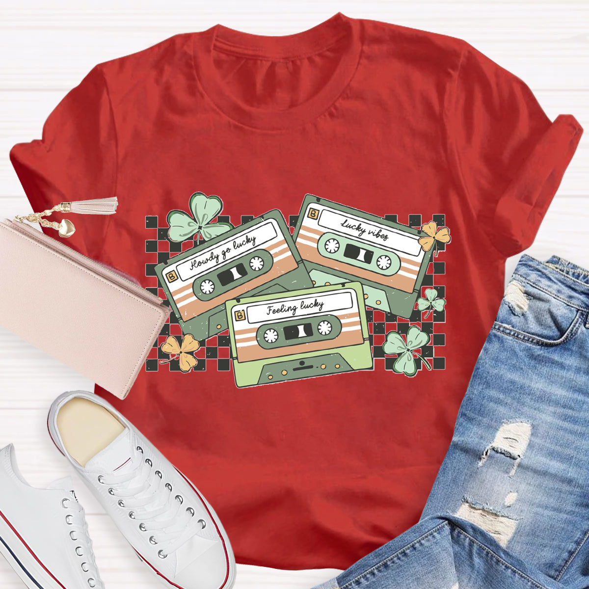 Retro Shamrock Cassette Tapes T-Shirt