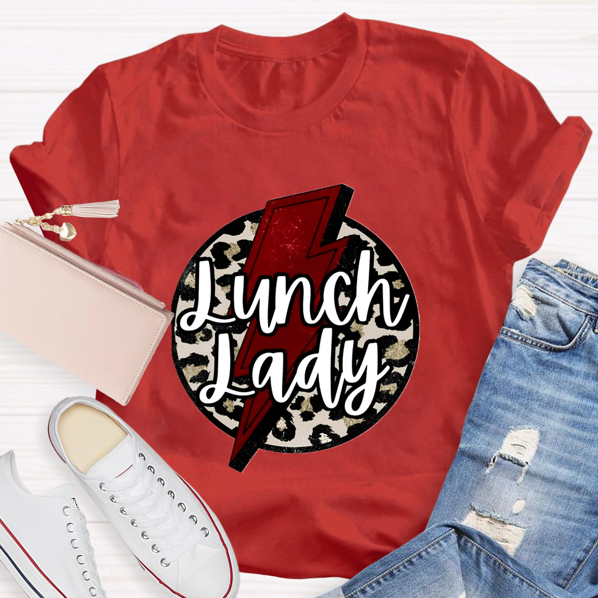 Leopard Printed Lunch lady T-Shirt