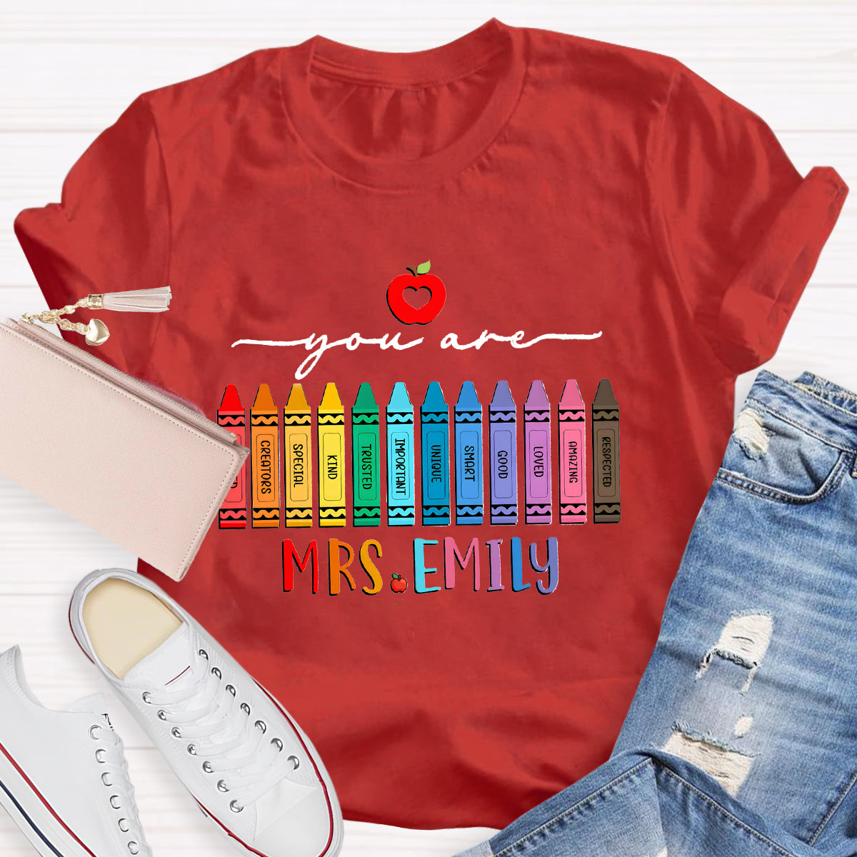 Personalized Name You Are Good Special Crayon Apple T-Shirt