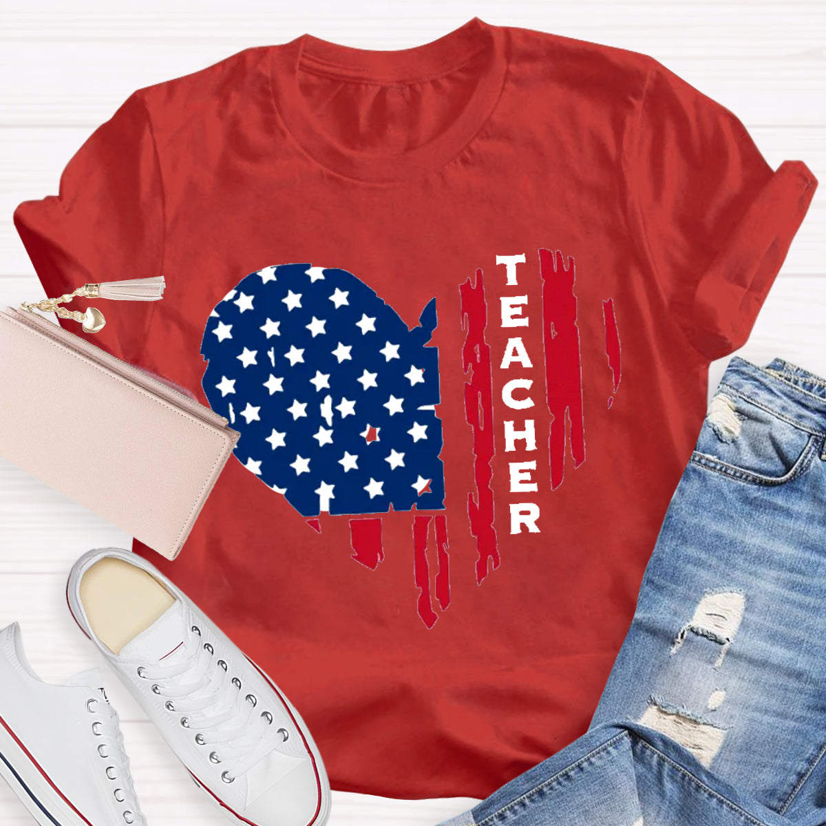 American Teacher Heart Teacher T-Shirt